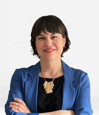 A portrait of Melinda Wall on a white background,