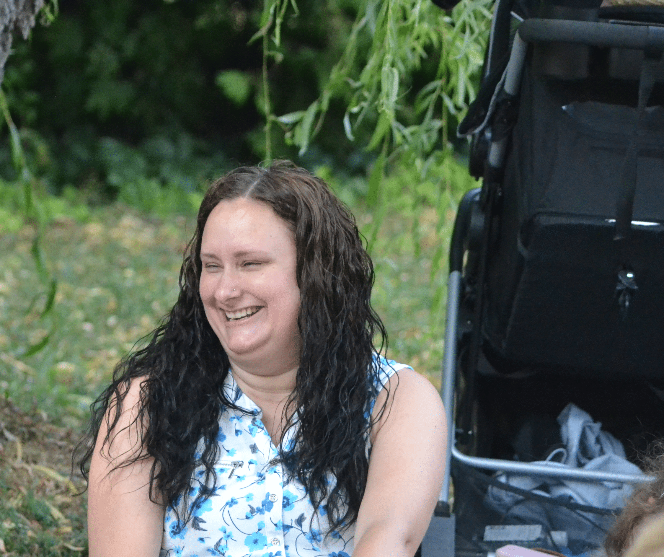 A parent smiles at DCHC.